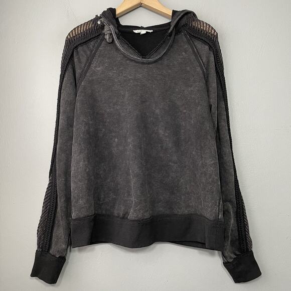 Oli & Hali Tops - Oli & Hali Hoodie Size Small Acid Washed Black Hooded Terry Knit Sweatshirt Top